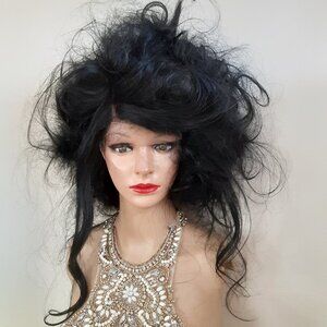 Gothic beehive wig lace front mixed with human hair.